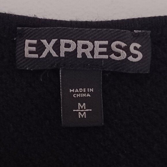 Women's Express Black Ribbed 100% Rayon V Neck Black Top Size Medium - Picture 8 of 8